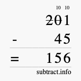 Calculate 201 minus 45 using long subtraction Calculate 201 minus 45 using long subtraction