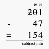 Calculate 201 minus 47 using long subtraction Calculate 201 minus 47 using long subtraction