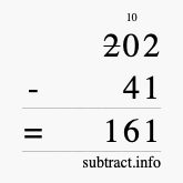 Calculate 202 minus 41 using long subtraction