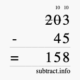 Calculate 203 minus 45 using long subtraction Calculate 203 minus 45 using long subtraction