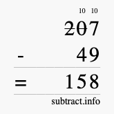 Calculate 207 minus 49 using long subtraction Calculate 207 minus 49 using long subtraction