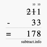 Calculate 211 minus 33 using long subtraction Calculate 211 minus 33 using long subtraction