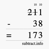 Calculate 211 minus 38 using long subtraction Calculate 211 minus 38 using long subtraction