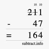 Calculate 211 minus 47 using long subtraction
