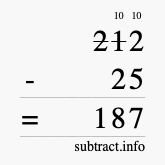 Calculate 212 minus 25 using long subtraction