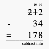 Calculate 212 minus 34 using long subtraction Calculate 212 minus 34 using long subtraction