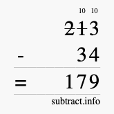 Calculate 213 minus 34 using long subtraction
