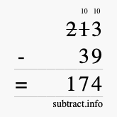Calculate 213 minus 39 using long subtraction Calculate 213 minus 39 using long subtraction