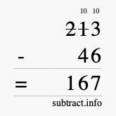 Calculate 213 minus 46 using long subtraction Calculate 213 minus 46 using long subtraction