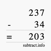 Calculate 237 minus 34 using long subtraction Calculate 237 minus 34 using long subtraction