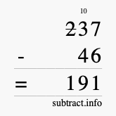 Calculate 237 minus 46 using long subtraction Calculate 237 minus 46 using long subtraction