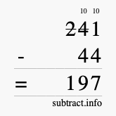 Calculate 241 minus 44 using long subtraction