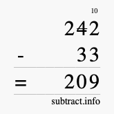 Calculate 242 minus 33 using long subtraction Calculate 242 minus 33 using long subtraction