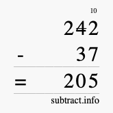 Calculate 242 minus 37 using long subtraction Calculate 242 minus 37 using long subtraction