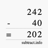 Calculate 242 minus 40 using long subtraction