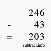 Calculate 246 minus 43 using long subtraction