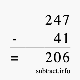 Calculate 247 minus 41 using long subtraction