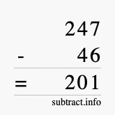 Calculate 247 minus 46 using long subtraction