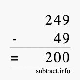 Calculate 249 minus 49 using long subtraction Calculate 249 minus 49 using long subtraction