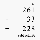 Calculate 261 minus 33 using long subtraction Calculate 261 minus 33 using long subtraction
