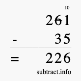 Calculate 261 minus 35 using long subtraction Calculate 261 minus 35 using long subtraction