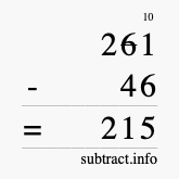 Calculate 261 minus 46 using long subtraction Calculate 261 minus 46 using long subtraction