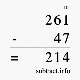 Calculate 261 minus 47 using long subtraction