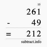 Calculate 261 minus 49 using long subtraction Calculate 261 minus 49 using long subtraction