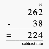 Calculate 262 minus 38 using long subtraction Calculate 262 minus 38 using long subtraction