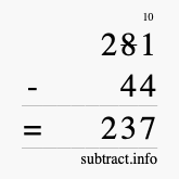 Calculate 281 minus 44 using long subtraction