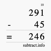 Calculate 291 minus 45 using long subtraction