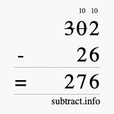 Calculate 302 minus 26 using long subtraction