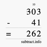 Calculate 303 minus 41 using long subtraction
