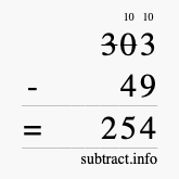 Calculate 303 minus 49 using long subtraction
