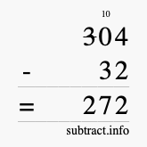 Calculate 304 minus 32 using long subtraction Calculate 304 minus 32 using long subtraction