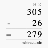 Calculate 305 minus 26 using long subtraction