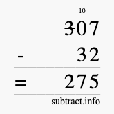 Calculate 307 minus 32 using long subtraction Calculate 307 minus 32 using long subtraction