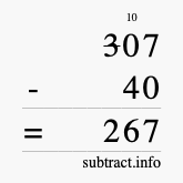Calculate 307 minus 40 using long subtraction Calculate 307 minus 40 using long subtraction