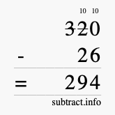 Calculate 320 minus 26 using long subtraction