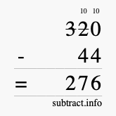 Calculate 320 minus 44 using long subtraction