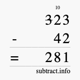 Calculate 323 minus 42 using long subtraction