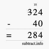 Calculate 324 minus 40 using long subtraction