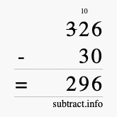 Calculate 326 minus 30 using long subtraction Calculate 326 minus 30 using long subtraction