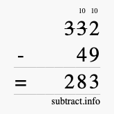 Calculate 332 minus 49 using long subtraction