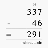 Calculate 337 minus 46 using long subtraction