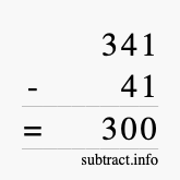 Calculate 341 minus 41 using long subtraction