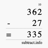 Calculate 362 minus 27 using long subtraction