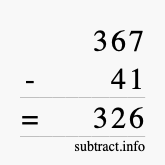 Calculate 367 minus 41 using long subtraction Calculate 367 minus 41 using long subtraction
