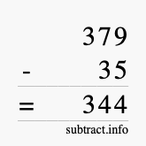 Calculate 379 minus 35 using long subtraction