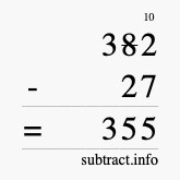 Calculate 382 minus 27 using long subtraction